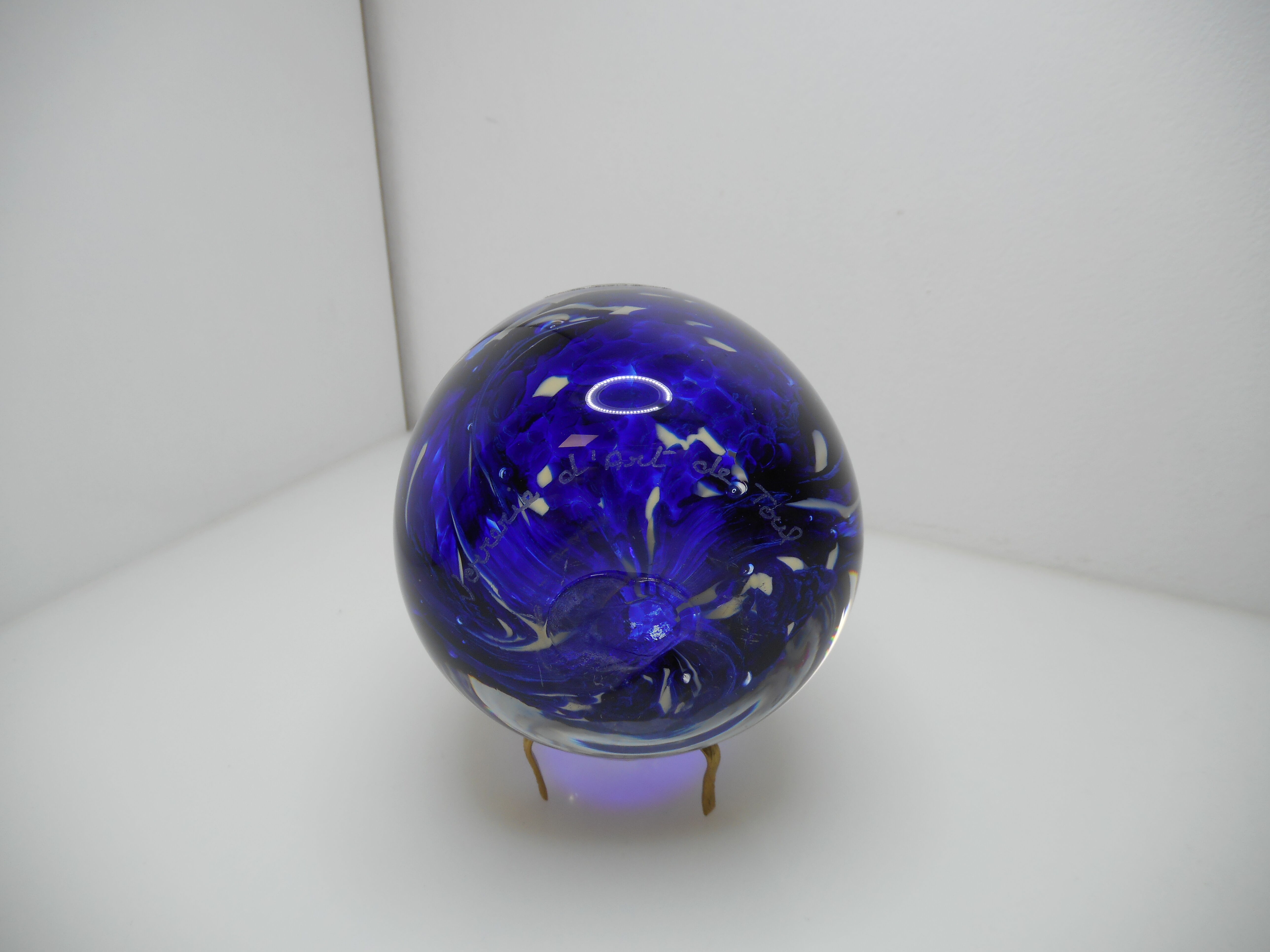 Blue parchment paper press signed 1980