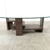Vintage granite coffee table by Willy Ballez, 1970s