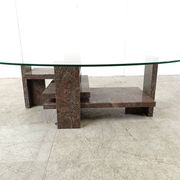 Table basse vintage en granit par Willy Ballez, 1970