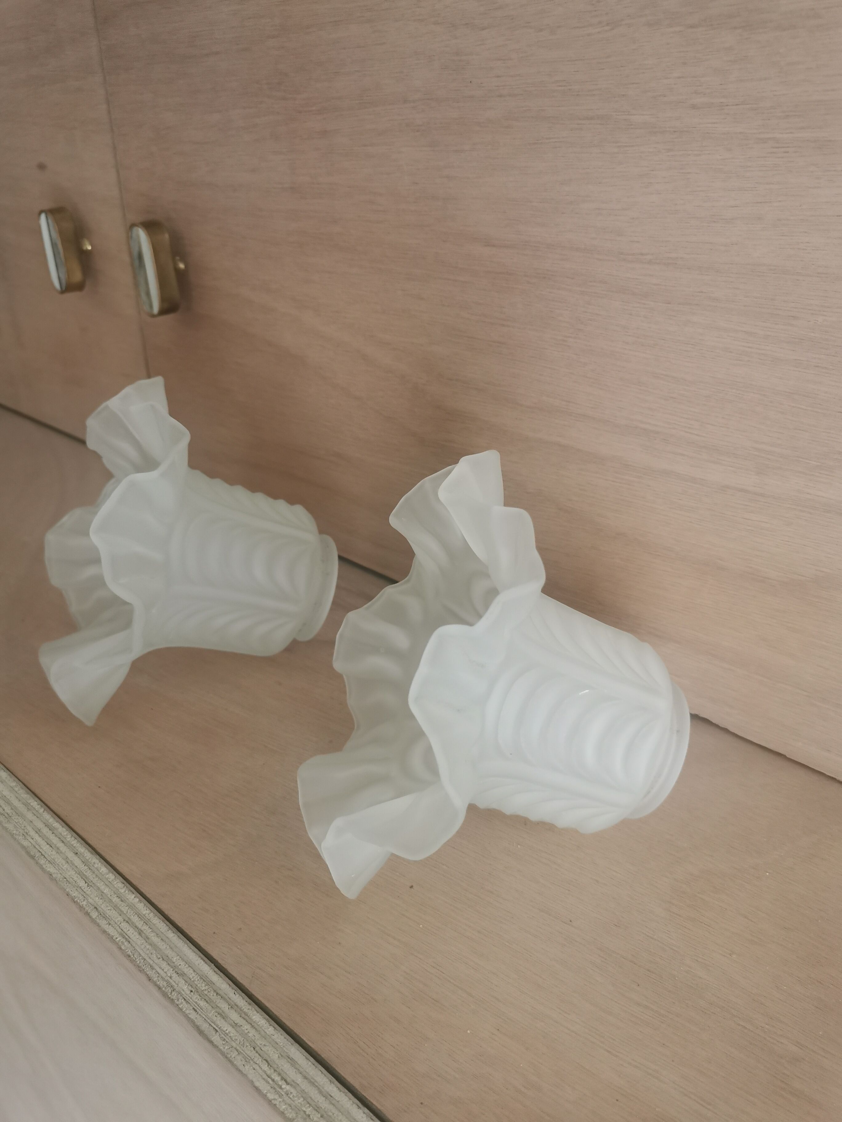 Pair of Art Deco wall lamps glass and metal