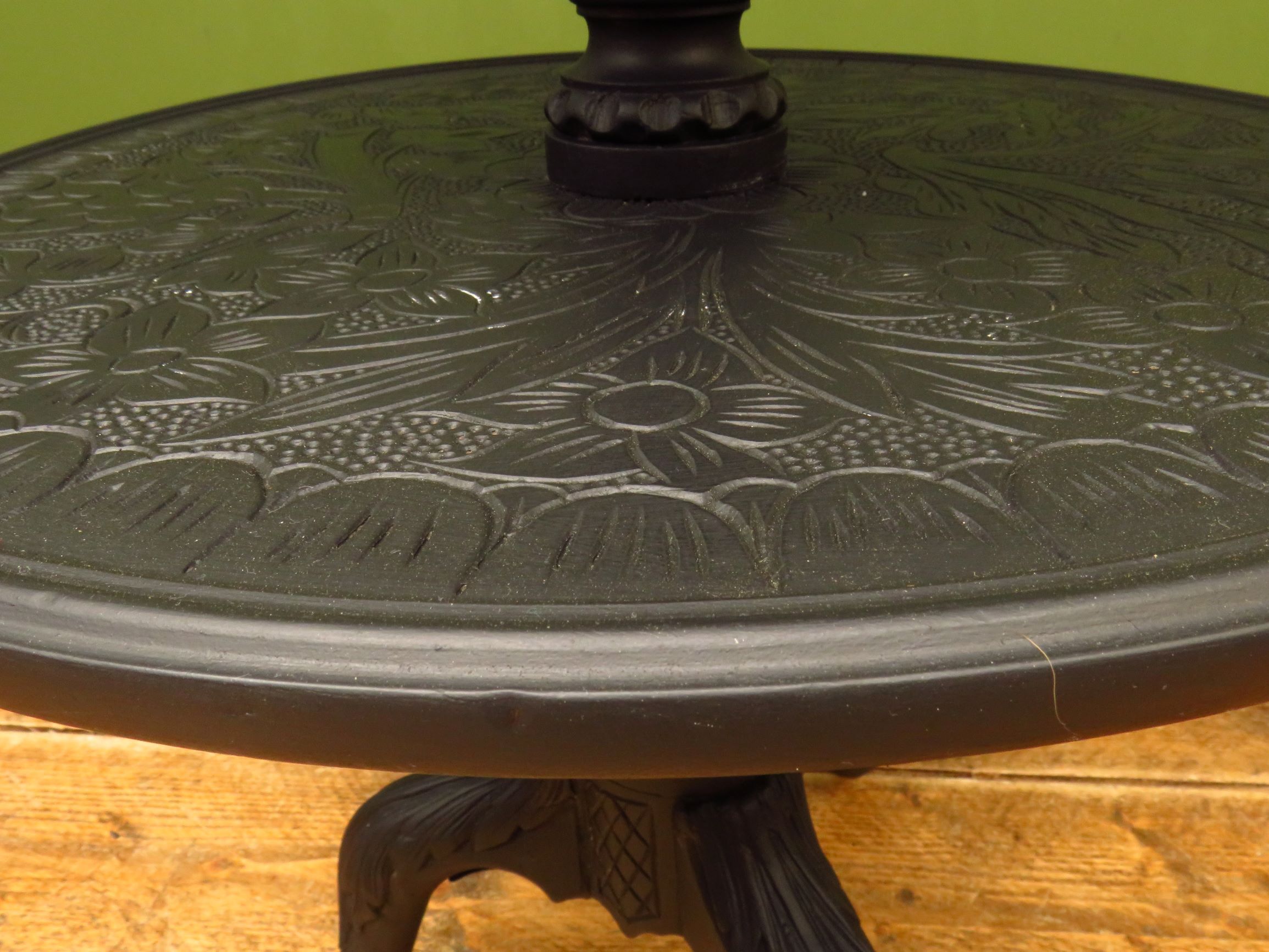Antique black painted tiered stand