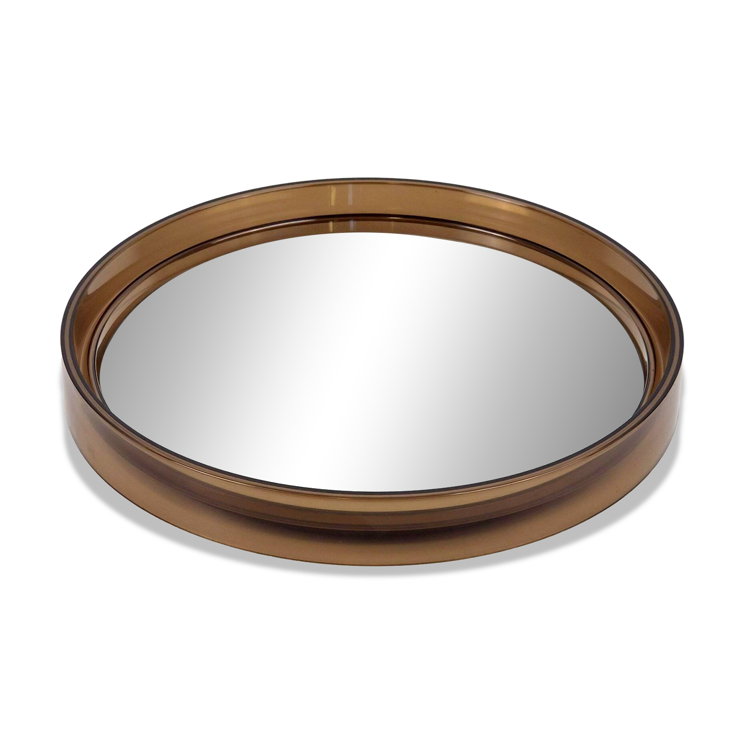 Vintage Round Smoked Brown Acrylic Mirror from Gilac, France, 1970s