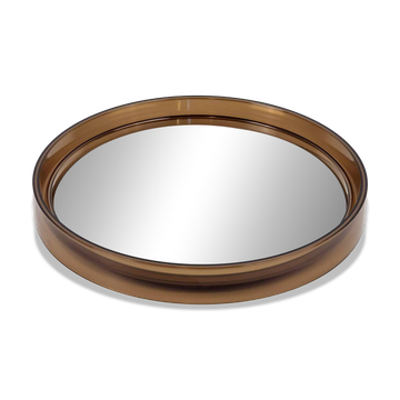 Vintage Round Smoked Brown Acrylic Mirror from Gilac, France, 1970s