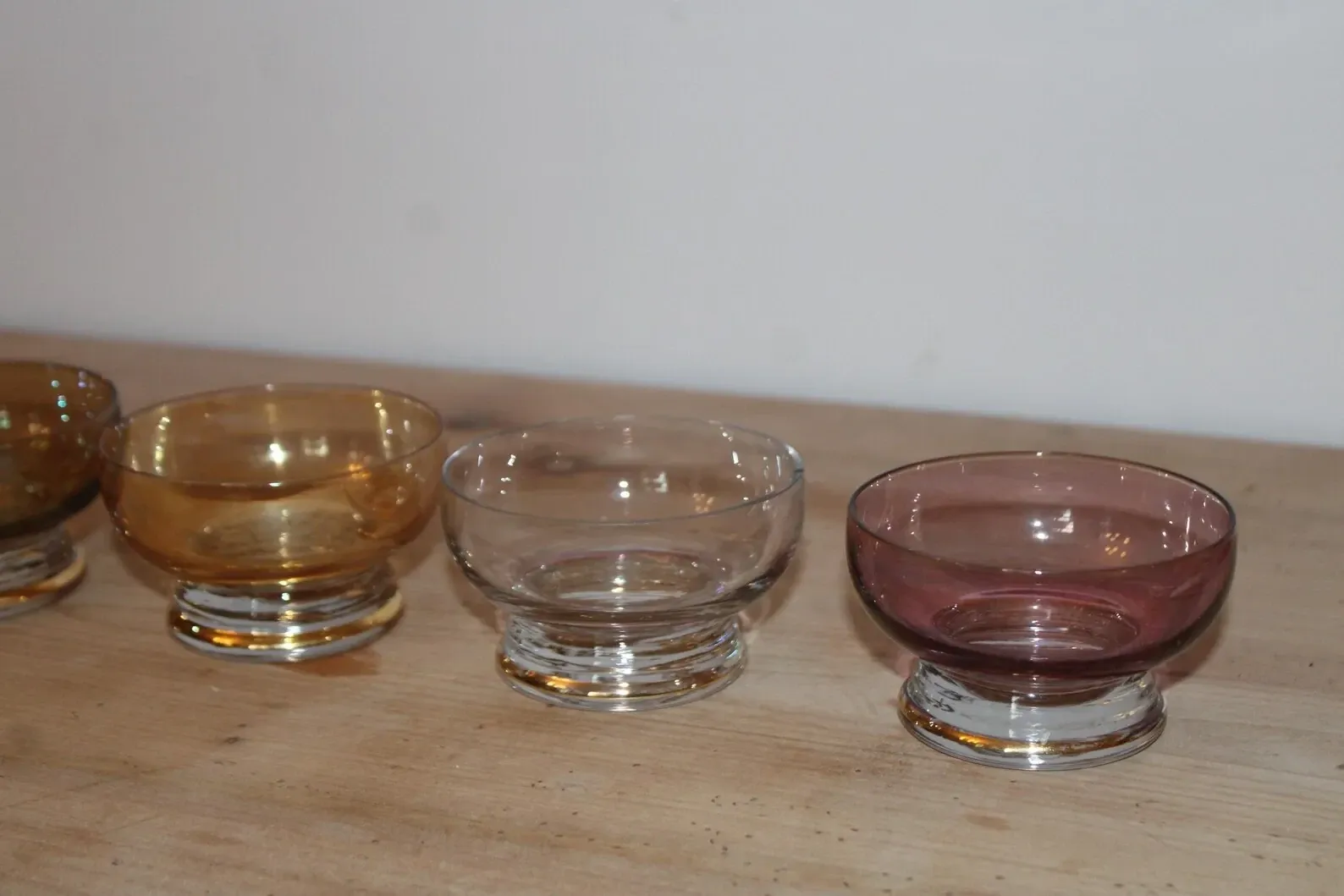Set of 6 vintage multicoloured glass dessert bowls – 1970s