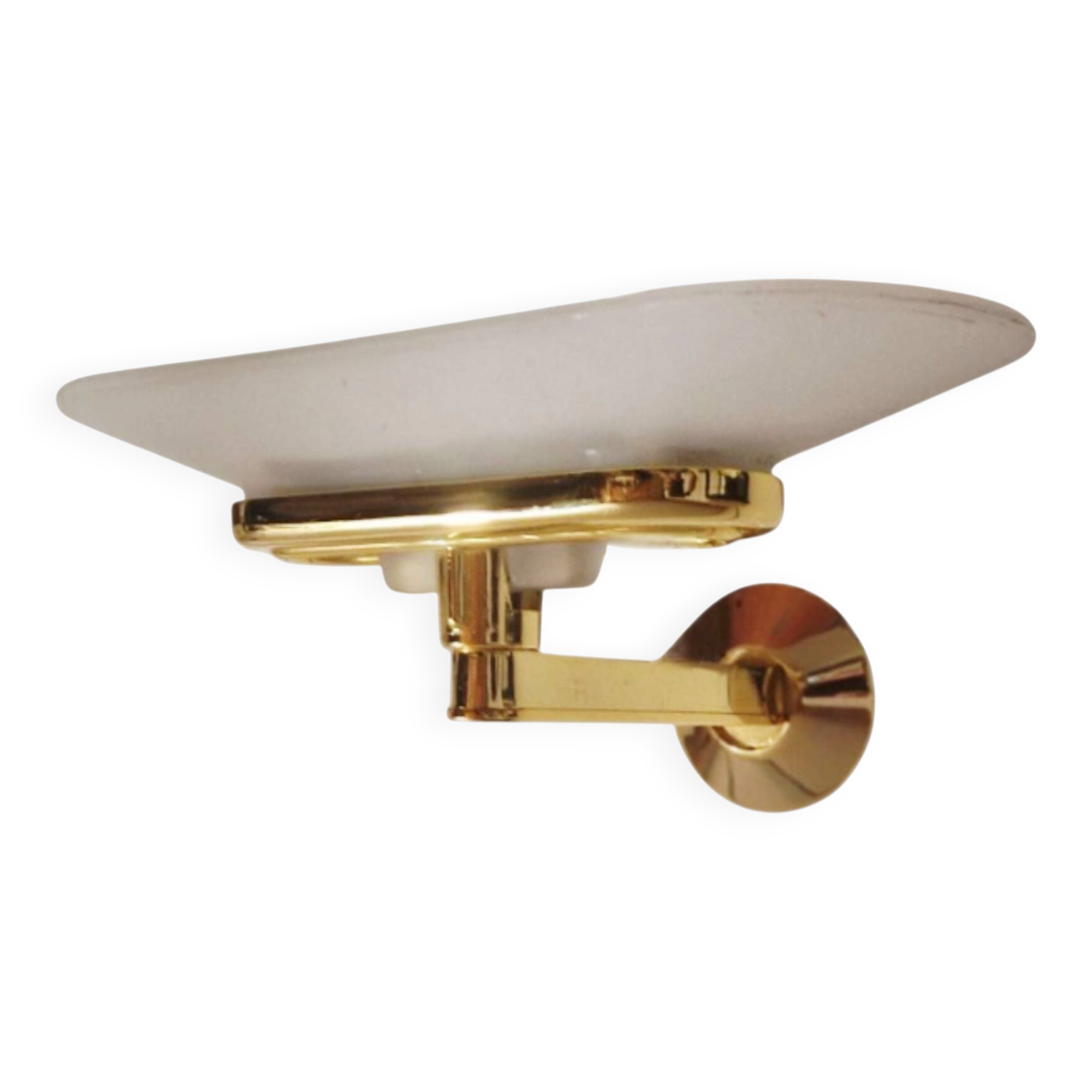 Jill Wall Light – Italian Design Arteluce 1980 – Brass & Opaline Glass