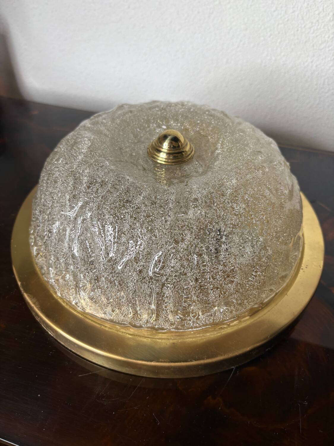 Frosted glass and brass ceiling light, 1970s