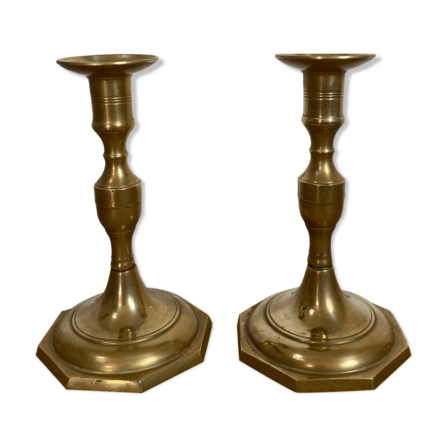 Set of 2 brass candlestick candle holders