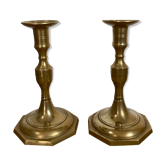 Lot de 2 bougeoirs chandeliers en laiton