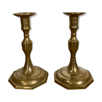 Set of 2 brass candlestick candle holders