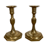 Set of 2 brass candlestick candle holders