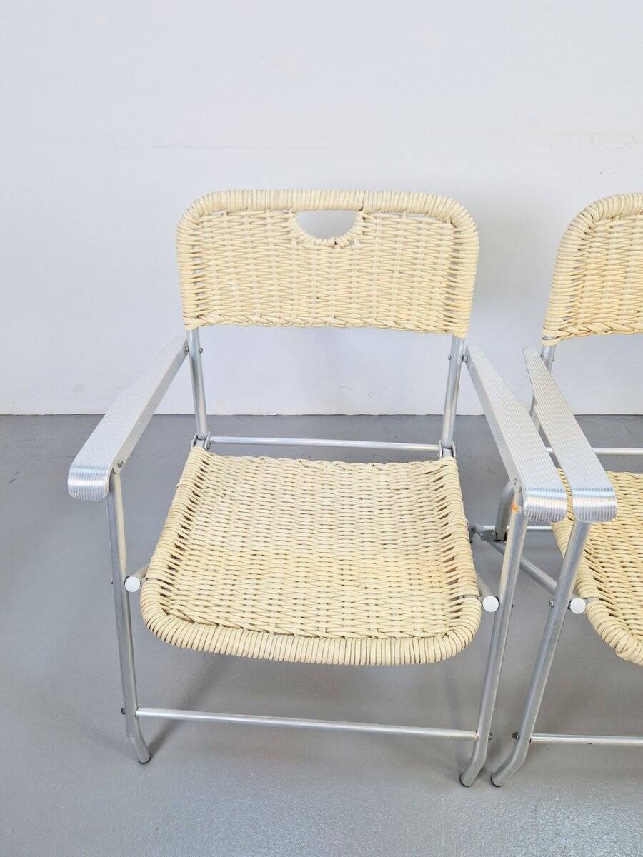 Mid-Century Tossa Wicker Folding Chairs by Hilbrant, Italy, 1960s, Set of 4