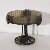 Art Deco coupe in smoked glass and metal by Pierre d'Avesn.