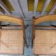Pair of vintage wooden and cane folding chairs