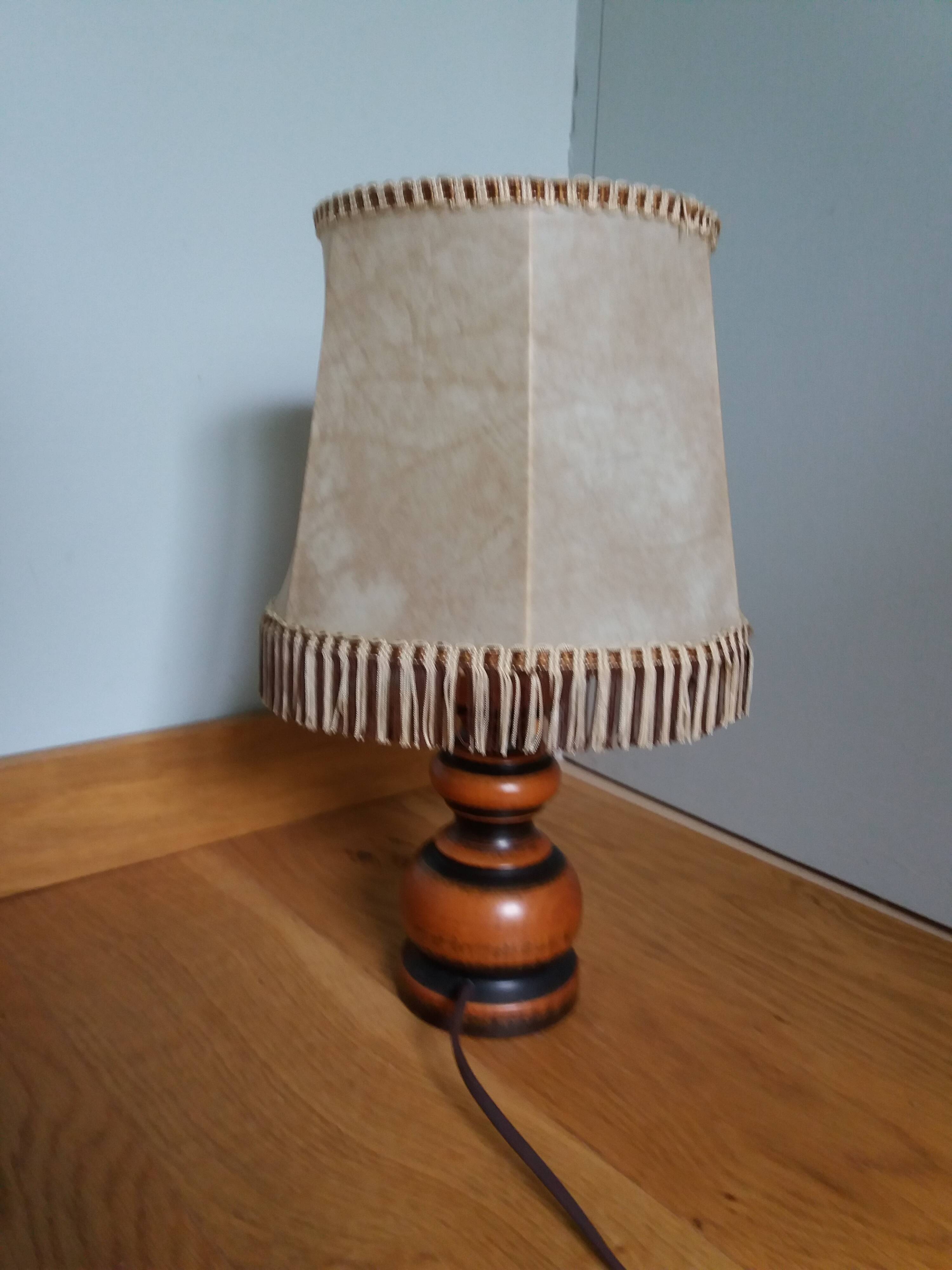 Turned wood lamp