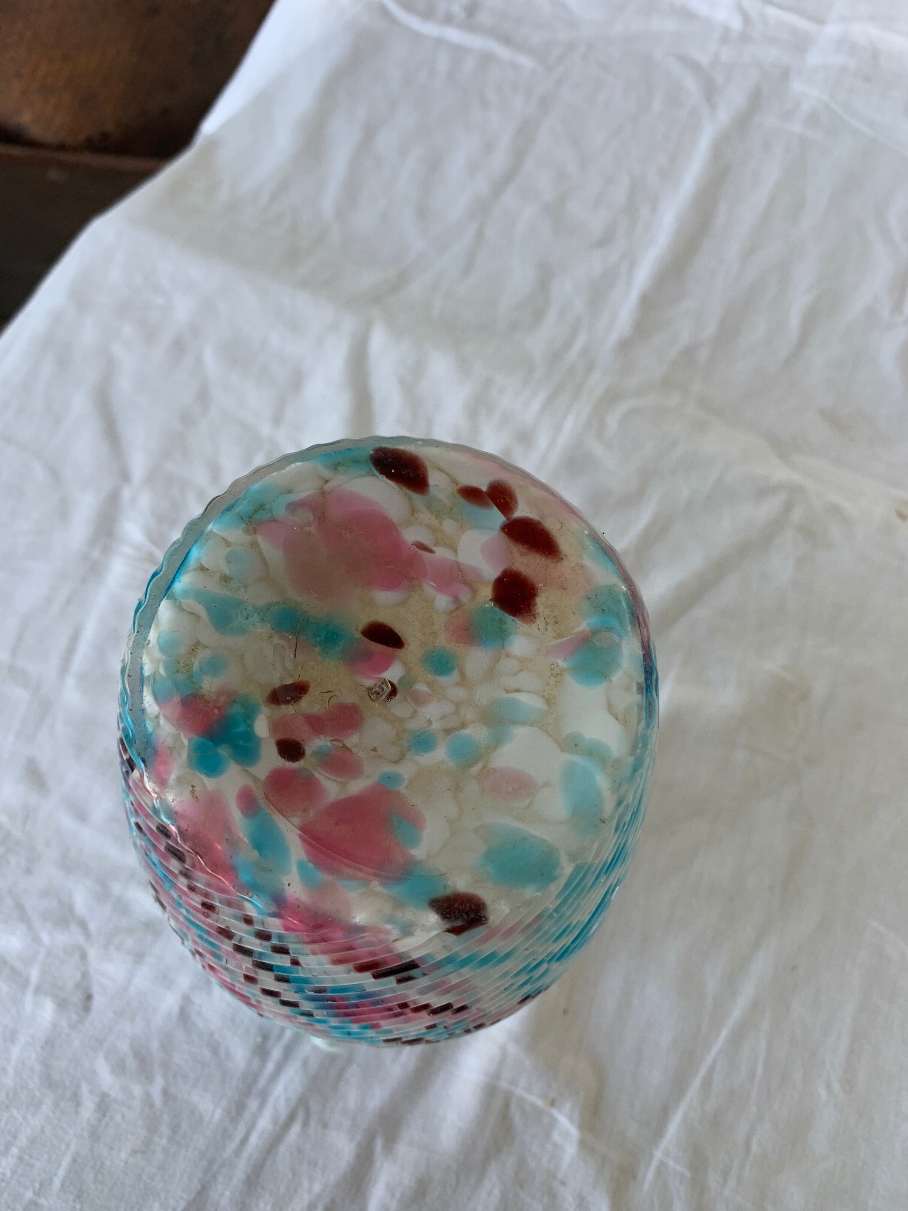 Pink blue pitcher in Murano glass