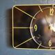 Vintage formica clock silent rectangular wall clock "Japy electric black yellow"