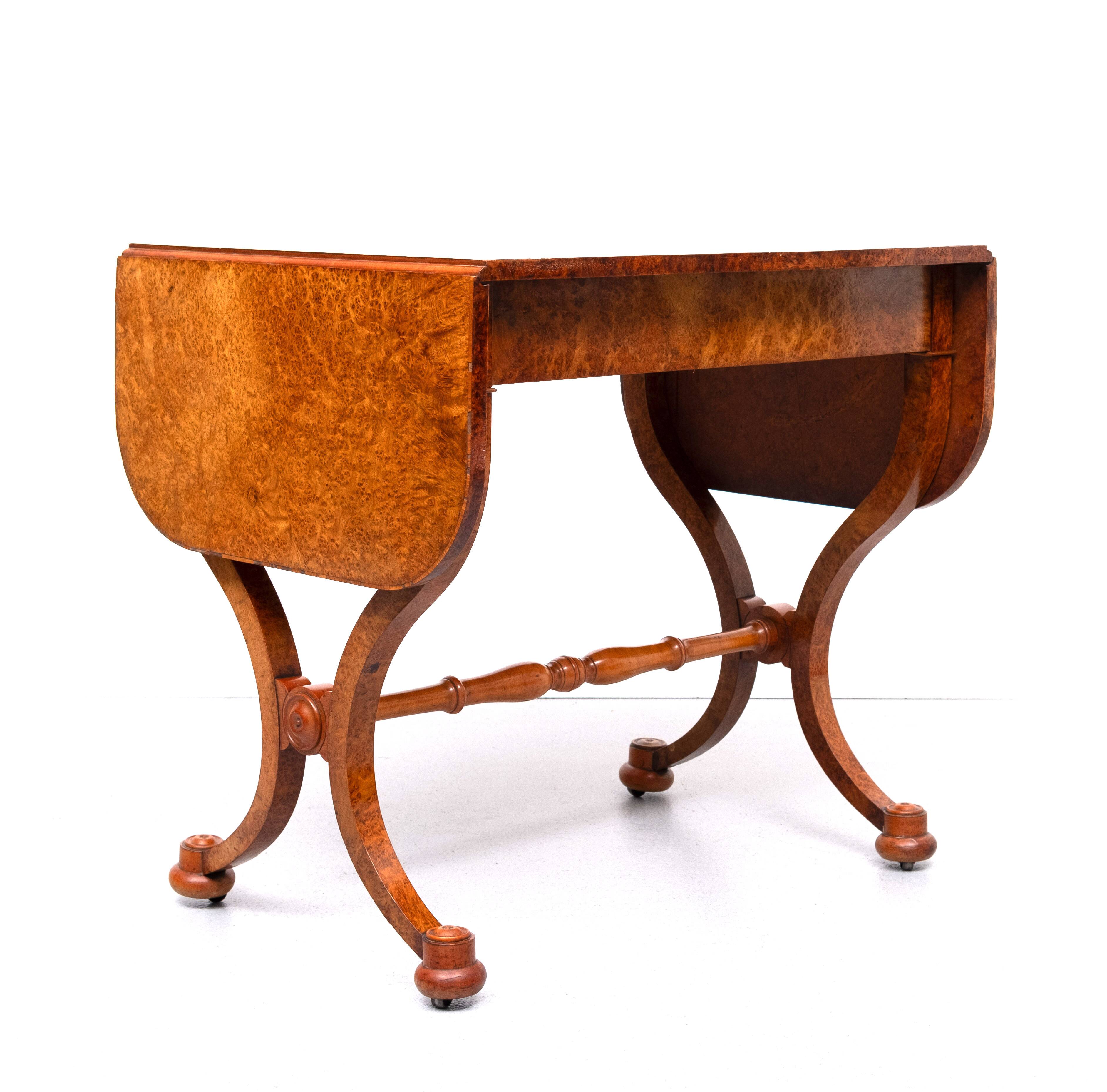 Antique Dutch Empire Burl Wood veneered desk or sofa table