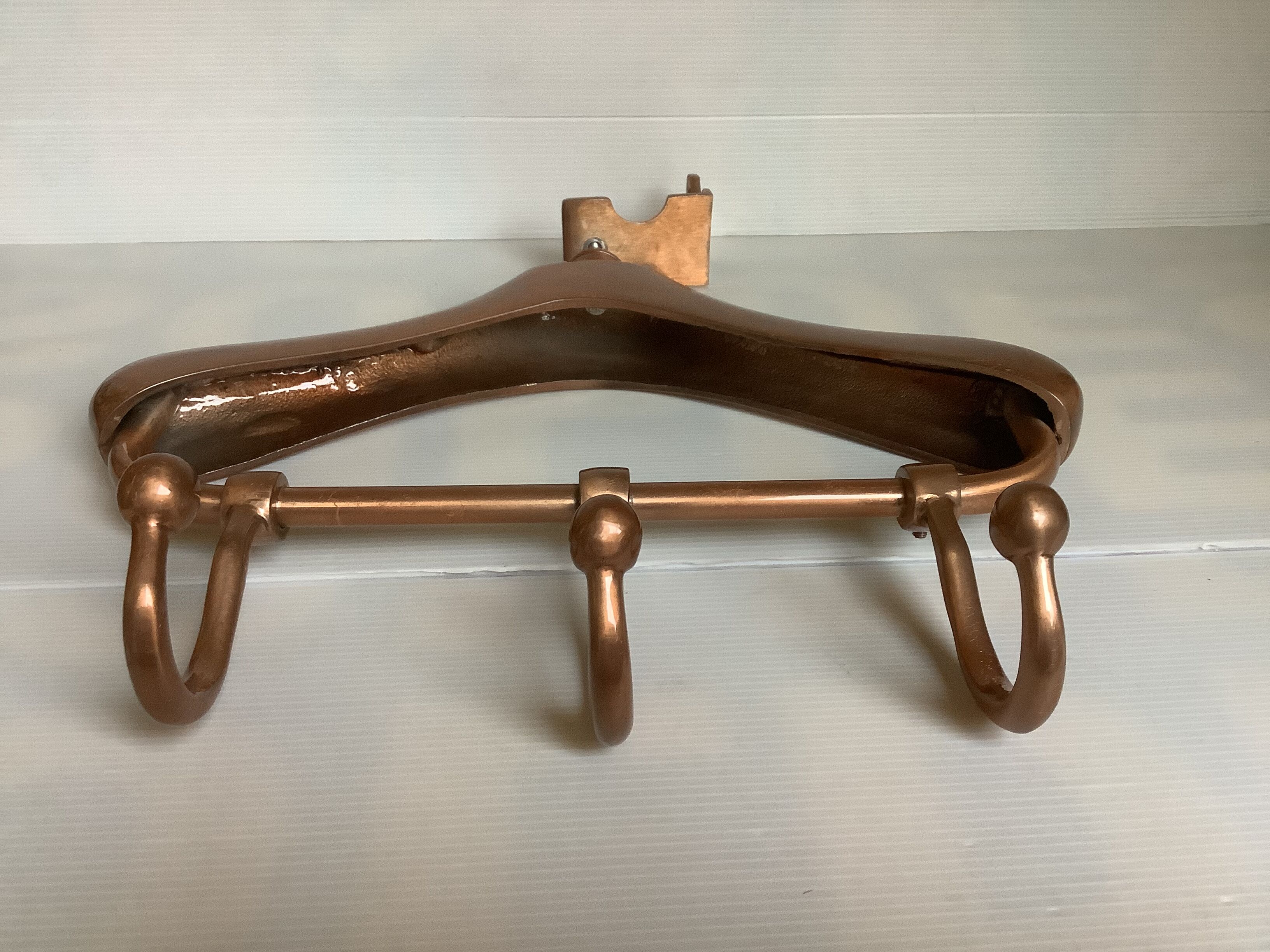 Coat rack gilded metal hanger varnished
