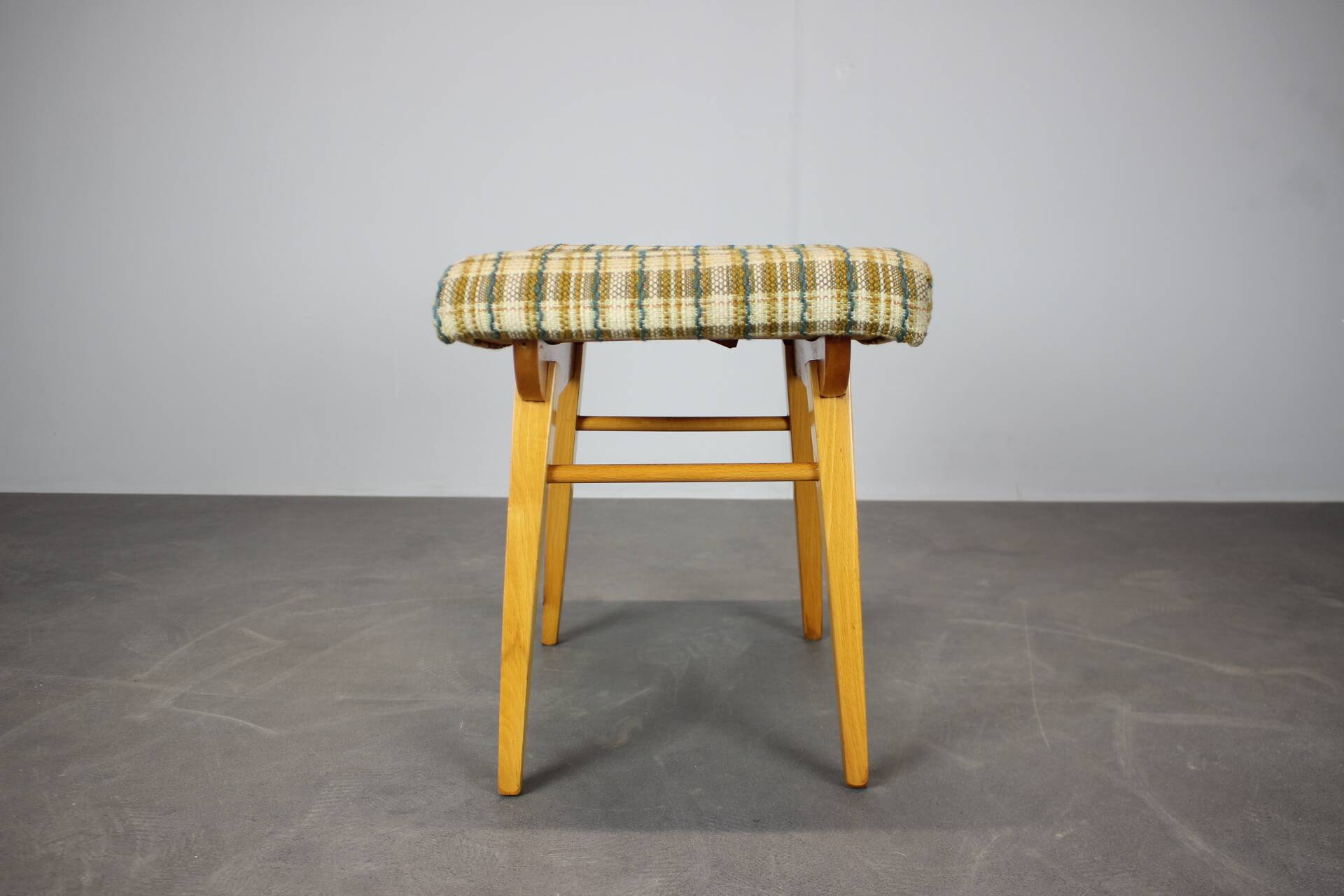 Mid-Century Upholstered Stool or Footstool, Czechoslovakia, 1970