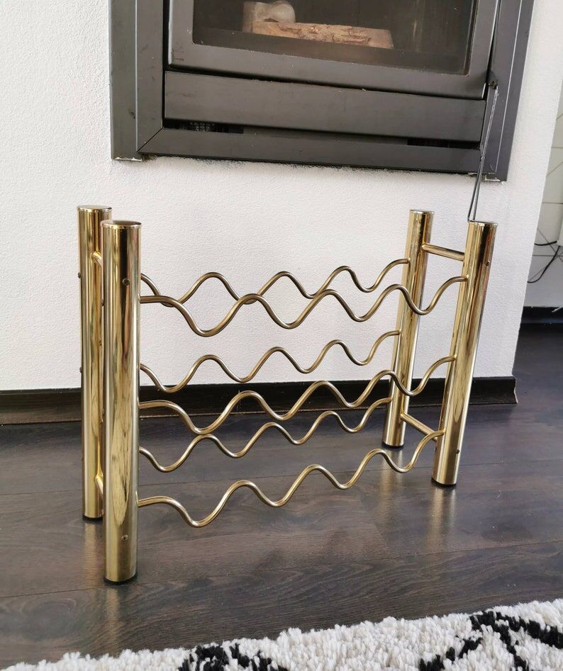 Vintage brass wine rack, 1970