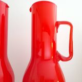 Set of 2 red opaline carafes