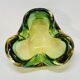 Empty Pocket Cup Ashtray Vintage Murano Glass Sommerso Green and Yellow