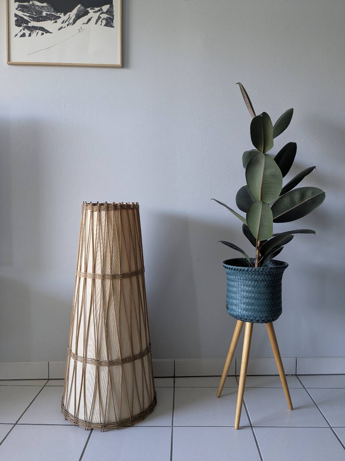 Vintage rattan lampshade