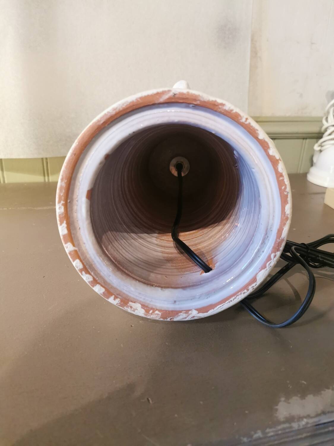 Moroccan white ceramic spiked lamp base