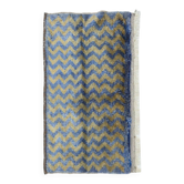 Vintage Handmade Turkish Blue Tulu Accent Rug with Brown Zigzag Design. 100% Wool