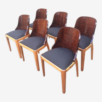 Suite of six Art Deco gondola chairs