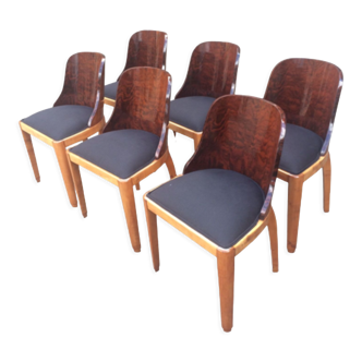 Suite of six Art Deco gondola chairs
