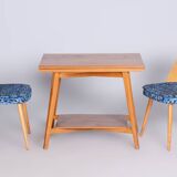 Restored Midcentury Beech Oak Folding Table, Revived Polish, Czechia, 1950s