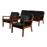 Canapé Senator en Cuir par Ole Wanscher pour France & Søn, 1960s, Set de 3 (MK10221)