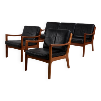 Senator Leather Sofa Set by Ole Wanscher for France & Søn, 1960s, Set of 3 (MK10221)