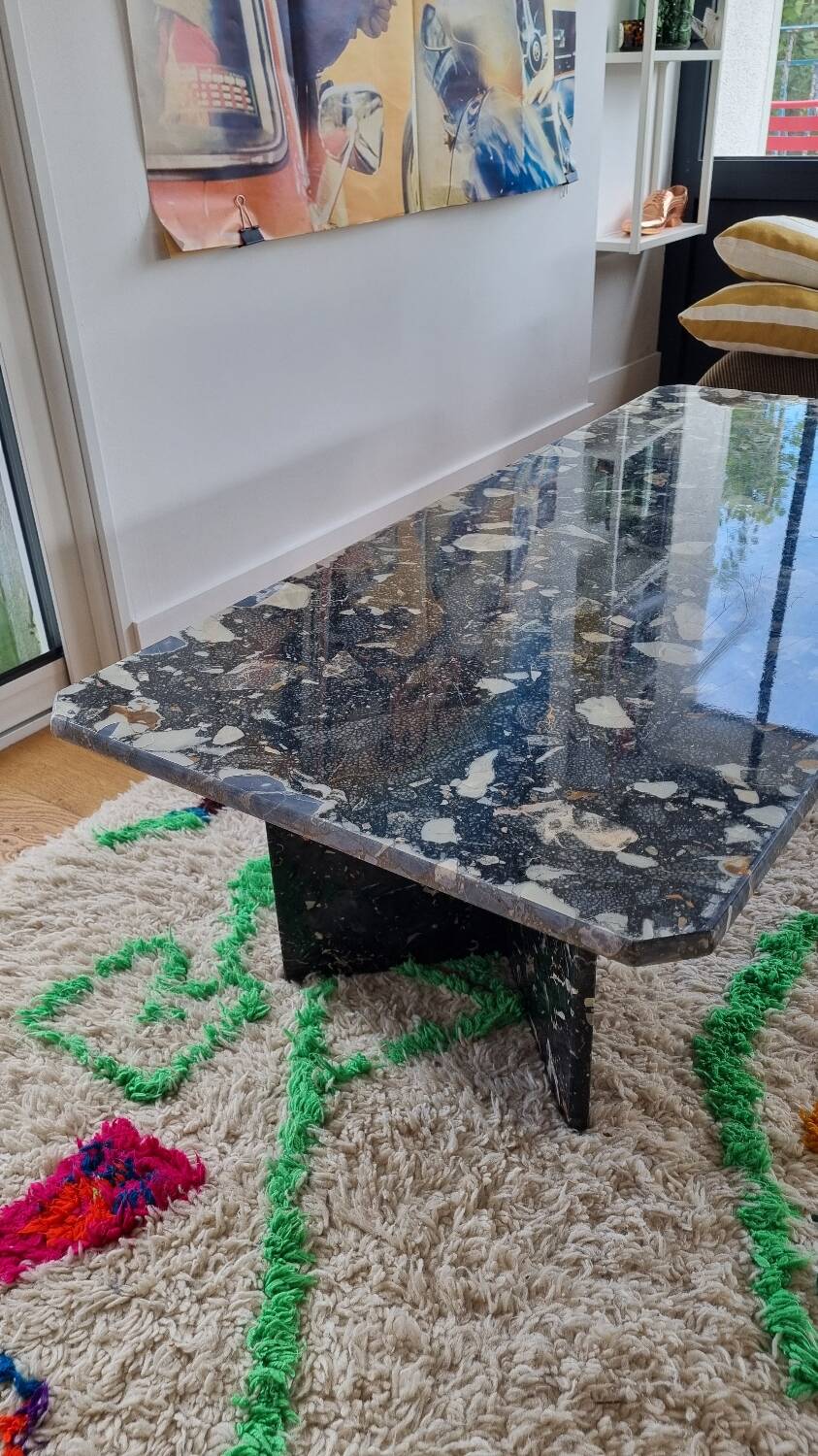 Vintage black terrazzo coffee table