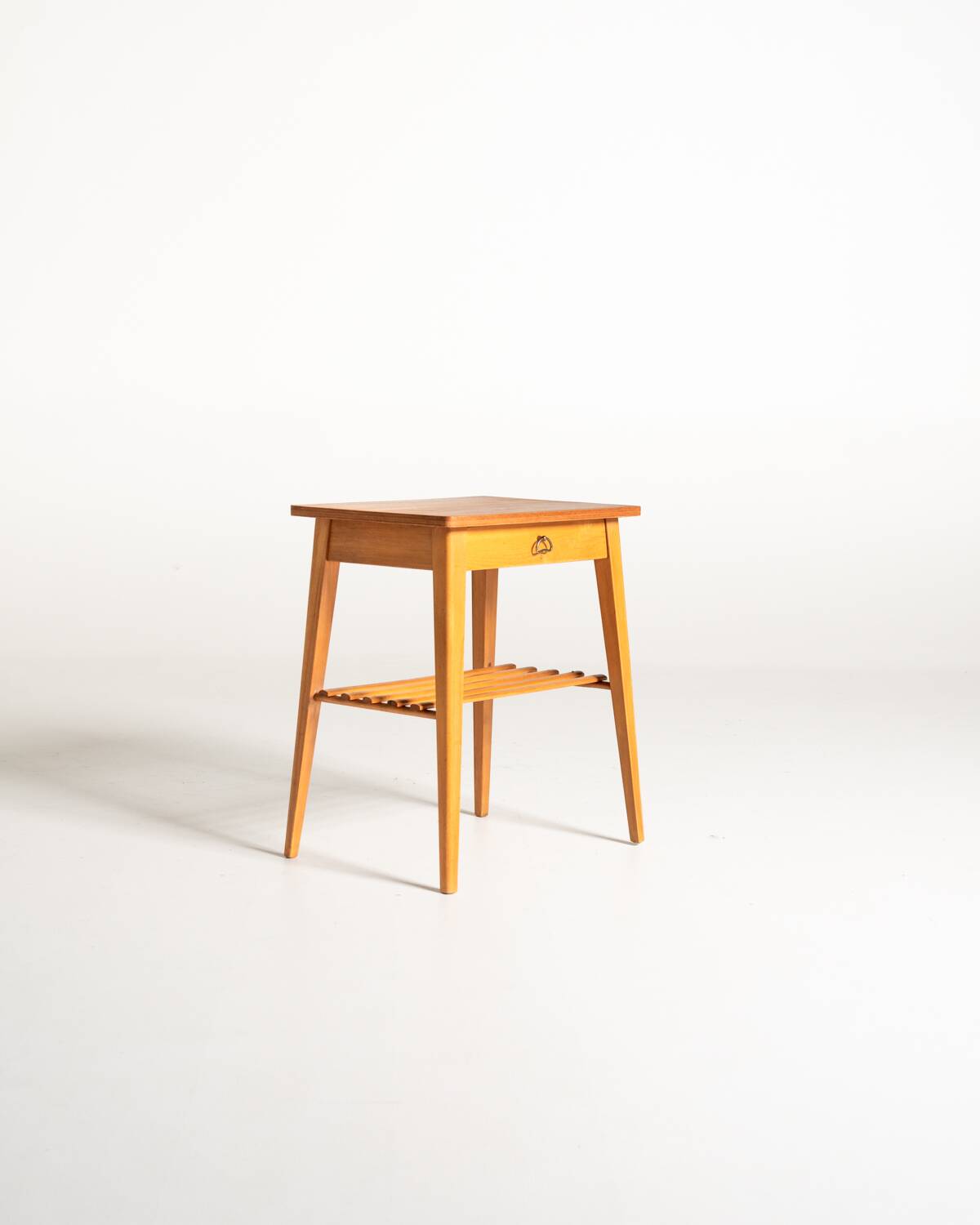 Scandinavian Birch Bedside Table, 1950s