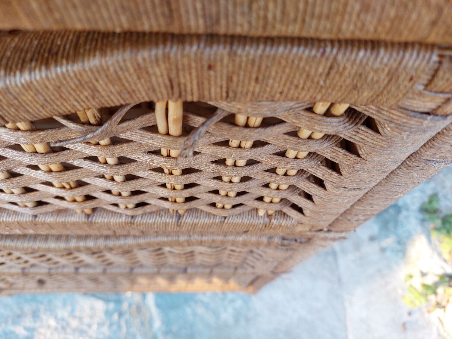 Wicker chest of drawers and rope