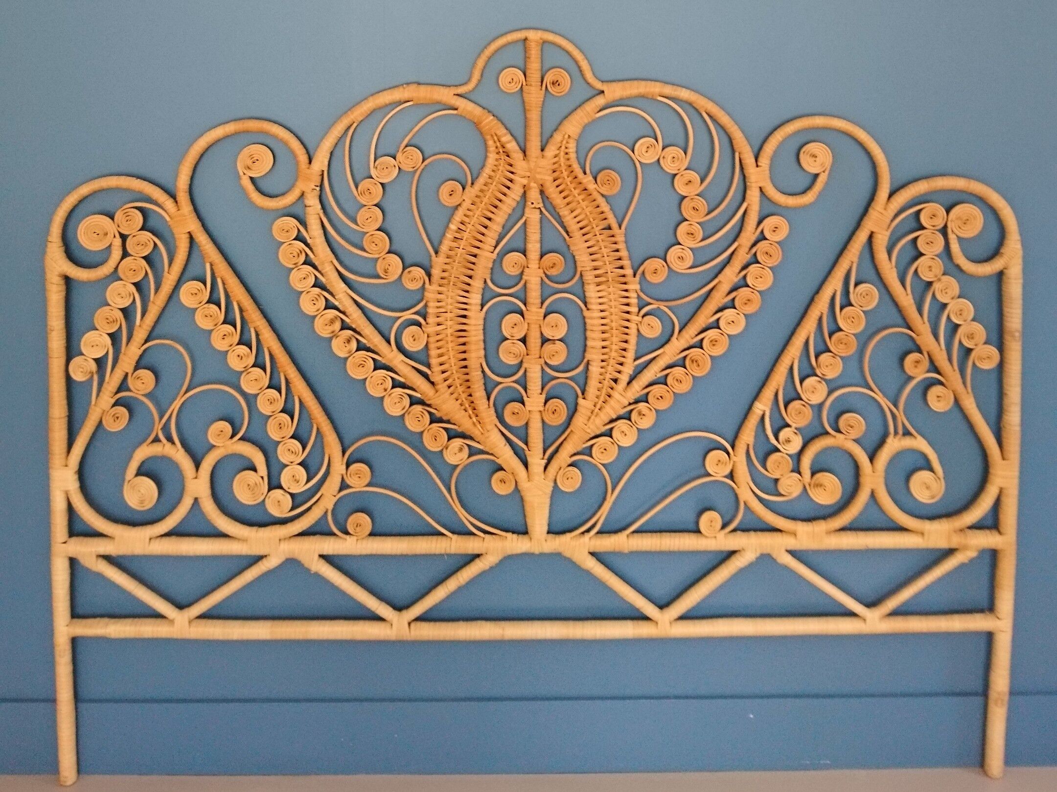 Peacock headboard rattan