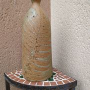 Bouteille en grès au décor de fougère incrustée d'Alain Bernard potier breton
