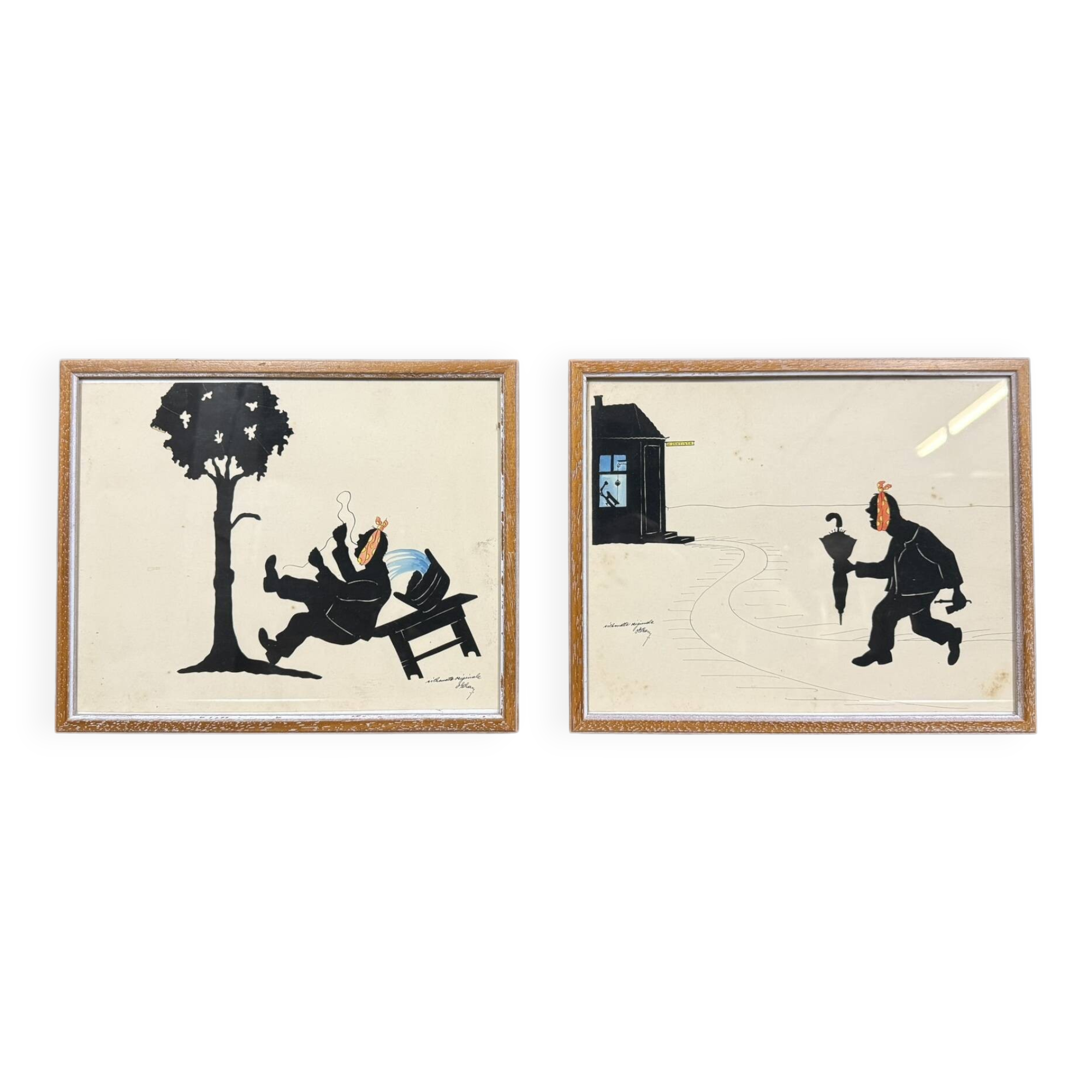 Marimag 20th century: original humorous ink paintings signed circa 1950