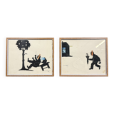 Marimag 20th century: original humorous ink paintings signed circa 1950