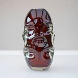Mid-Century Modern Handmade Crystal Vase in Dark Red by Börne Augustsson