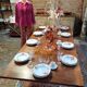 Old table in chene with extension cords