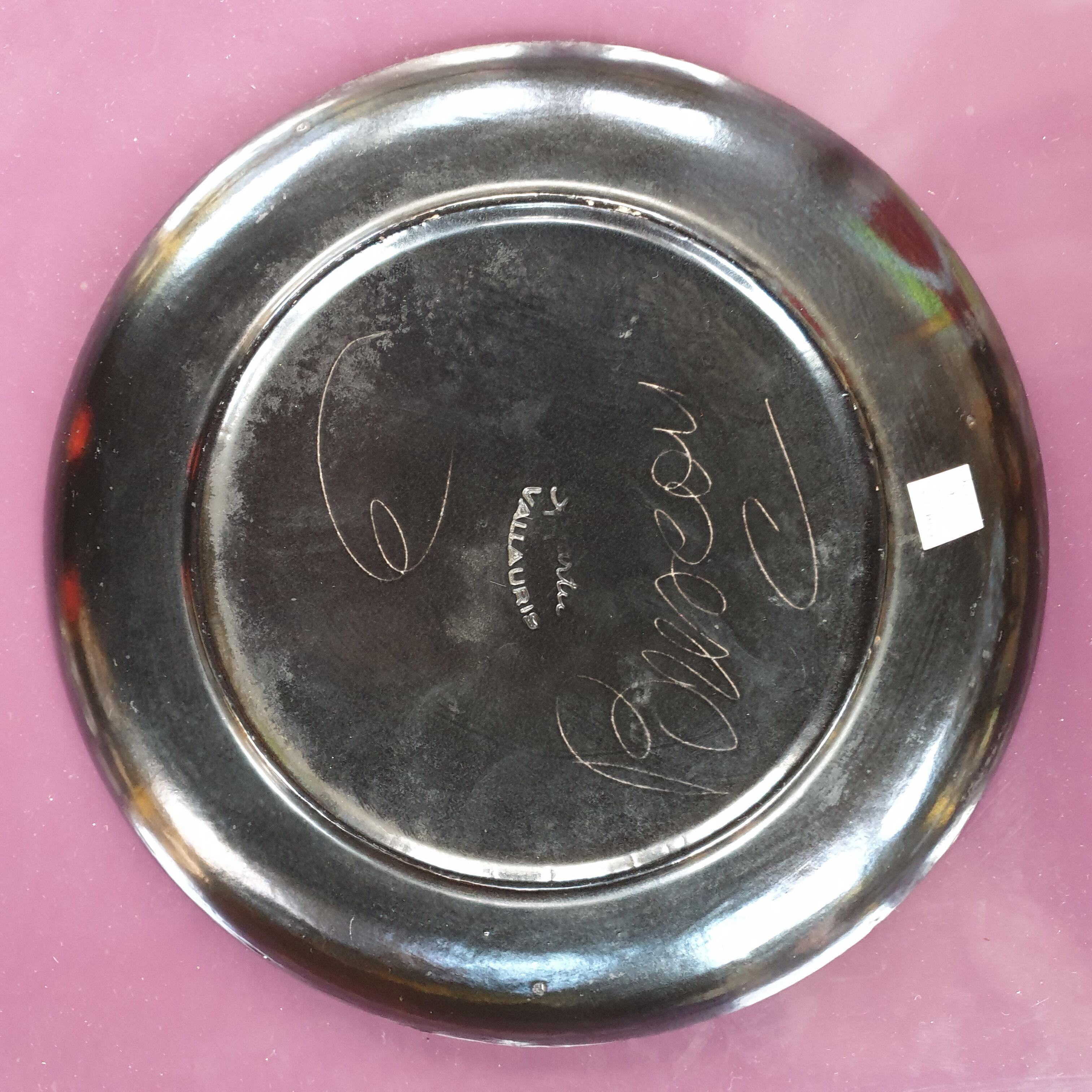 Le Brescou enamelled ceramic Vallauris plate