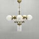 Czech Art Deco Brass and Glass Chandelier, 1950s