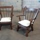 Pair of Brutalist oak armchairs, 1970