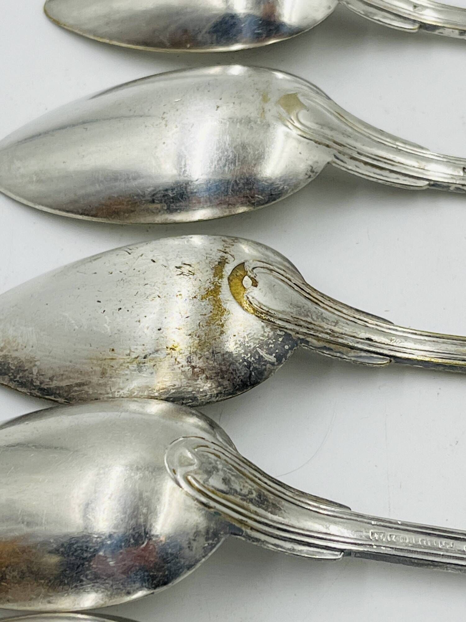 Lot of 6 Silver-Plated Metal Soup Spoons Wiskemann