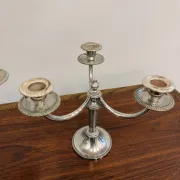 Pair of vintage three-branch silver-plated candlesticks
