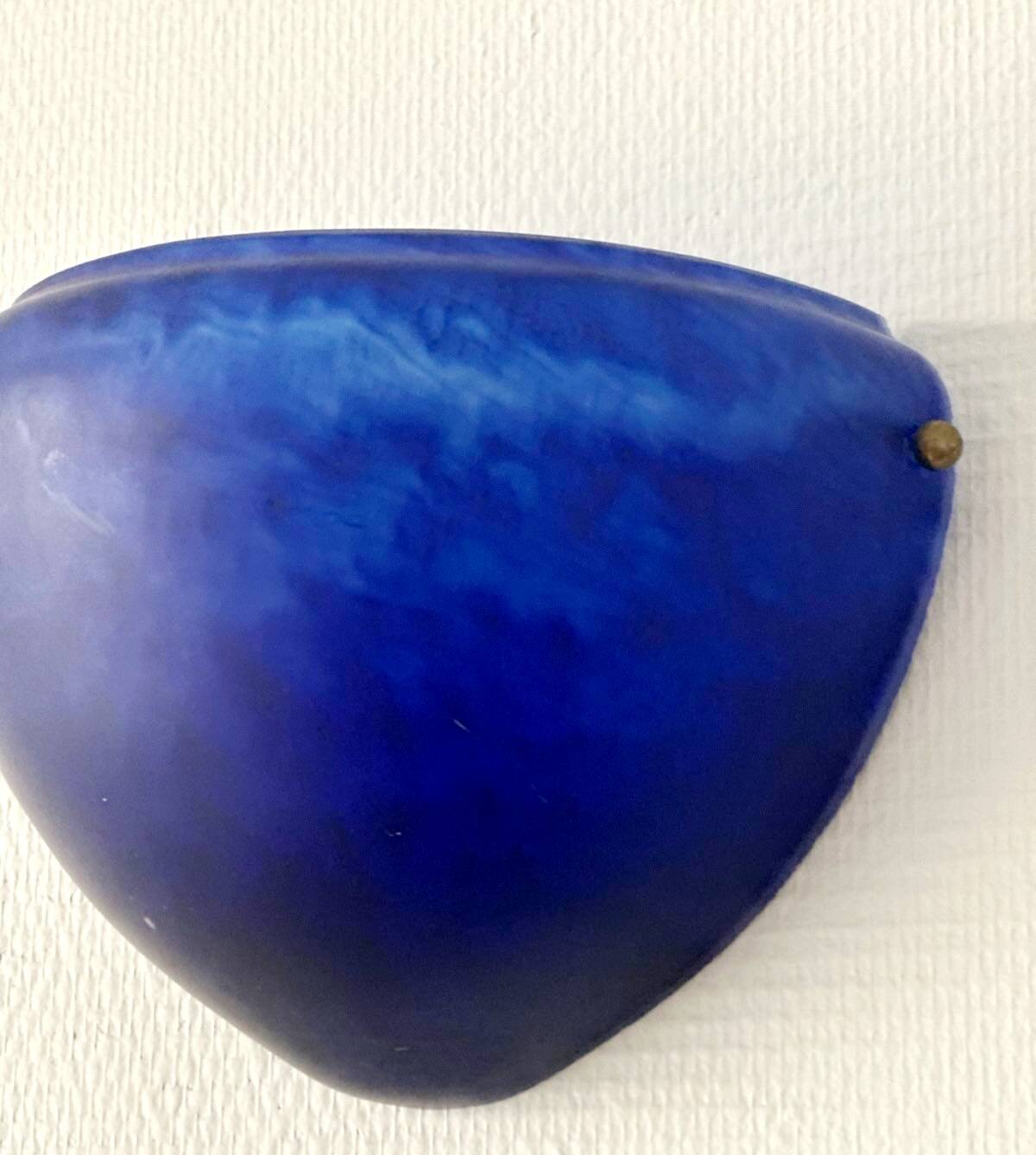 Sconces, signed, in satin blue glass paste from the 1930s