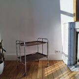 Chrome metal serving trolley